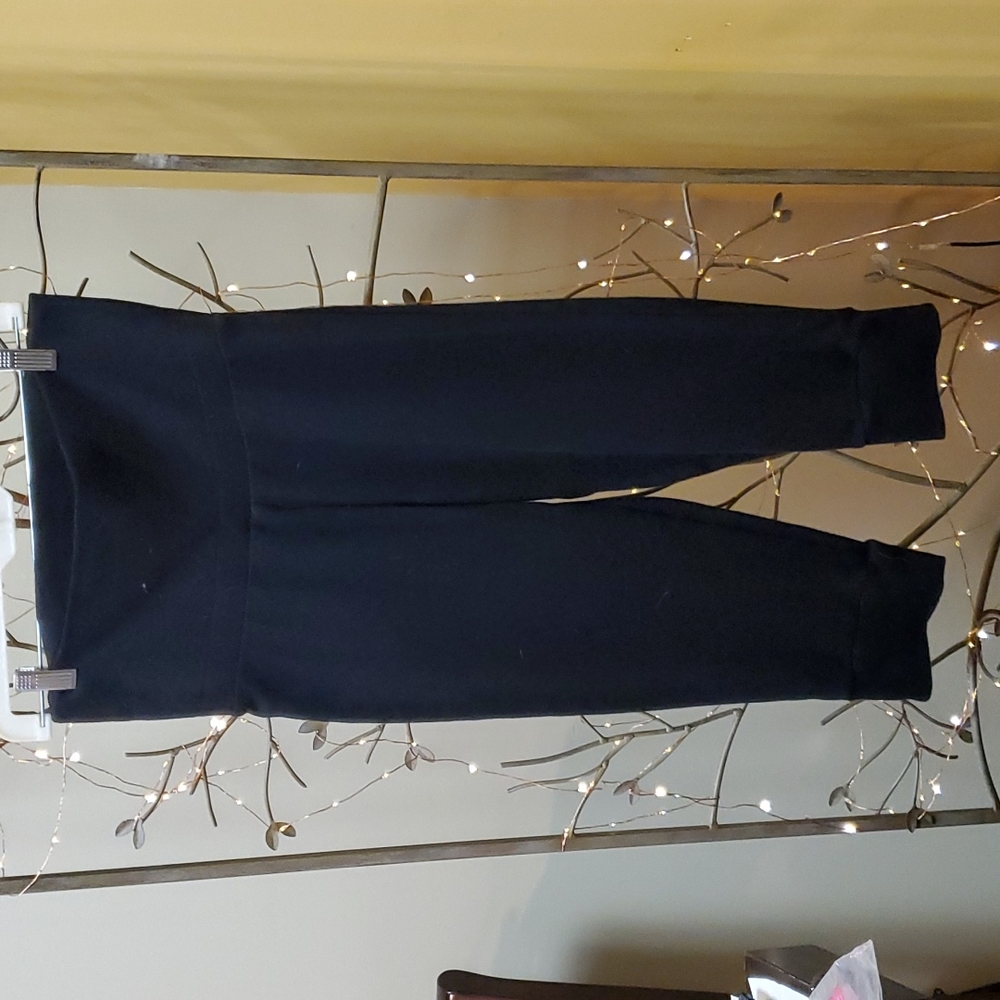 Fabletics black fold over Capri workout pants